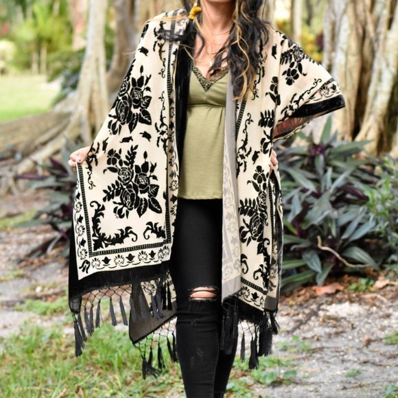 The House Of Gentry Tops - RESTOCKED! Velvet Burn Out Kimono